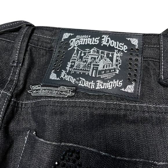 Akdmks Jeanius House Rhinestone Dark Wash Wide Leg Jeans - Picture 6 of 11